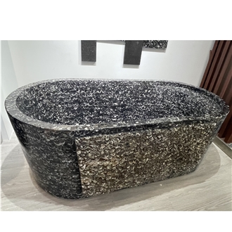 Customized Cheaper Natural Grey Marble Oval Bathtub