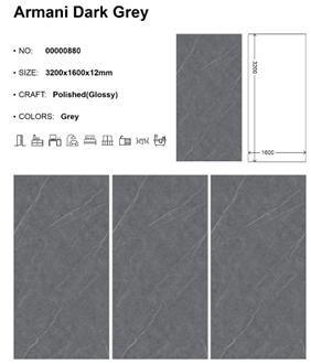 Armani Dark Grey Sintered  Artificial Stone Countertop