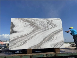 Cloudy White Marble Slabs