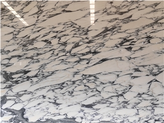 Open Bookmatch White Arabescato Marble Slabs