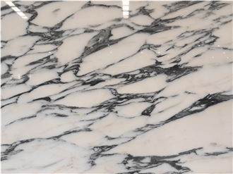 Open Bookmatch White Arabescato Marble Slabs