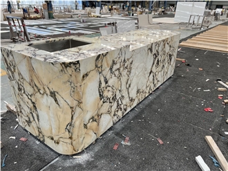 Calacatta Viola Marble Kitchen Island Perimeter Countertop