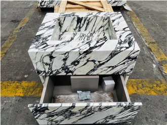 Calacatta Viola Marble Vanity With Cabinet Basin