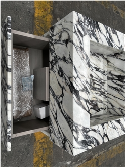 Calacatta Viola Marble Vanity With Cabinet Basin