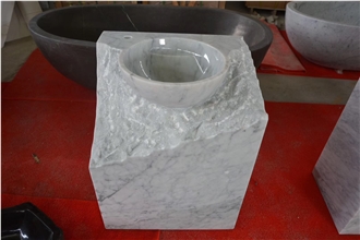 Carrara White Marble Stone  Basin