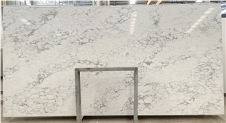 Arabescato White Quartz Slabs For Flooring Wall Decor