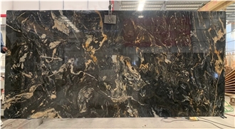 Polished Portoro Gold Marble Slab For Tiles