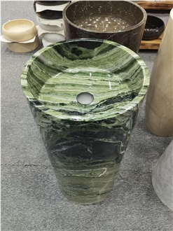 Round Verde Green Marble Sink