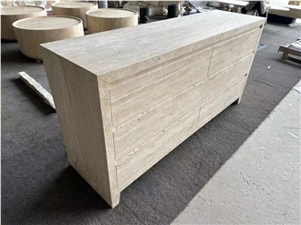 Travertine Console Table With 6 Drawers Dress