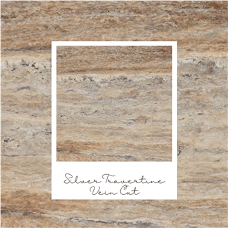 Silver Travertine Vein Cut Slabs, Grey Travertine