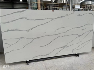 Artificial Quartz Slabs White Marble Vein Stone Tiles