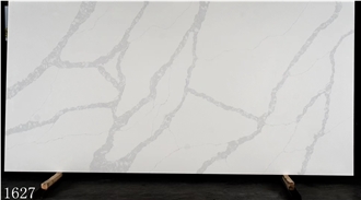 White Marble Vein Texture Quartz Slabs Interior Floor Use