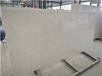 White Quartz Slabs With Glitter Hotel Project Floor Use