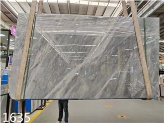 China Silver Crystal Marble Slabs Fangshan Space Grey Stone