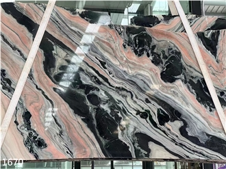 Panda Pink Impression Marble Slabs Black Stone Tile