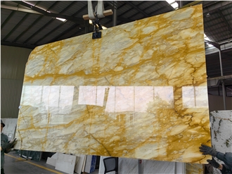 2500X1300mm Up Polished Giallo Siena Gold Marble Slabs