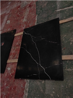 China Marble Natural Stone Black Marquina Tiles For Interior
