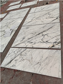 Custom Honed And Polished Calacatta Paonazzo Marble Tiles