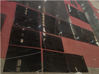 Interior Design Polished Custom Size Black Marquina Marble Tiles