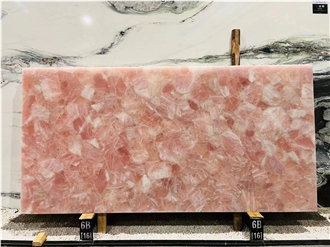 Pink Quartz Backlit Natural Semiprecious Stone Slabs