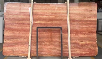 Iran Red Travertine Honed Unfilled Slabs