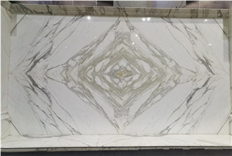 Bookmatch Italy Calacatta Belgia White Marble  Wall Tiles