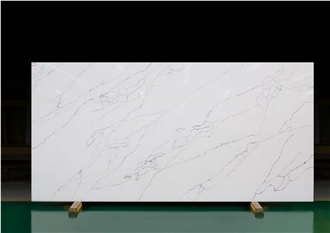 AQ1425 Marble Look Calacatta White Quartz Slabs