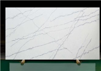 AQ1694 White Quartz Slabs With Dark Blue Vein