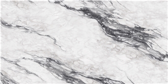 Aq2355 Landscape Ink White Polished Quartz Slabs