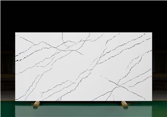 AQ6254 White Calacatta Quartz Slabs With Black Vein