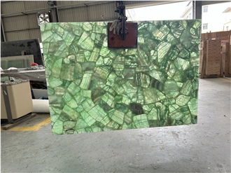 Green Translucent Crystal Fluorit Semiprecious Stone Slabs