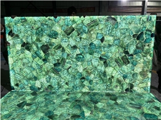 Natural Backlit Green Fluorite Stone Crystal Gemstone Panels