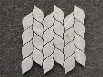 Carrara White Marble Leaf Mosaic Tiles