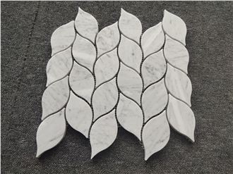 Carrara White Marble Leaf Mosaic Tiles