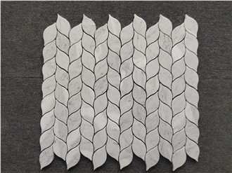 Carrara White Marble Leaf Mosaic Tiles