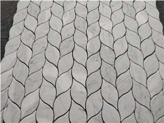 Carrara White Marble Leaf Mosaic Tiles