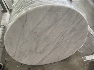 Carrara White Marble Round Table Top