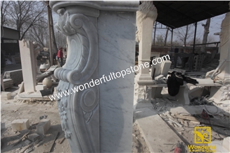 Classic Italian Carrara Marble Fireplace