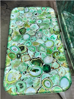 Green Agate  Restaurant Table Gem Stone Backlit Furniture