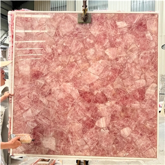 Semiprecious Rose Crystal Quartz  Gemstone Slabs