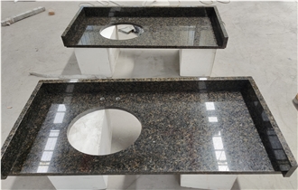 3Cm Polished Amazonas Green Granite Bathroom Countertop
