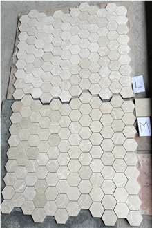 Botticino Extra Light 4" Hexagon Polished Mosaic Tiles