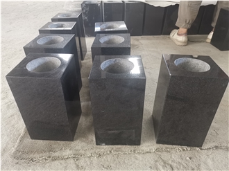 Black Granite Funeral Vases Monumental Accessories