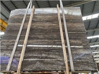 Polished Grey Silver Smoked Travertine Slabs For Wholesaling