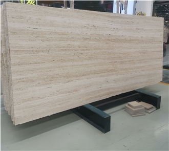 Unfilled White Travertino Romano Bianco Slabs For Wall