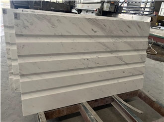 3D Wall Decor Panels White Fluted Marble For Home