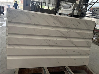 3D Wall Decor Panels White Fluted Marble For Home