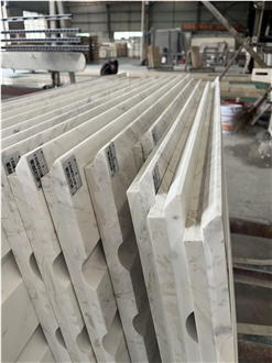 3D Wall Decor Panels White Fluted Marble For Home