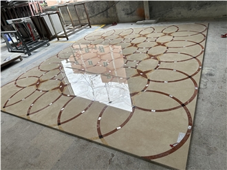 Beige Marble Floor Pattern Square Medallions