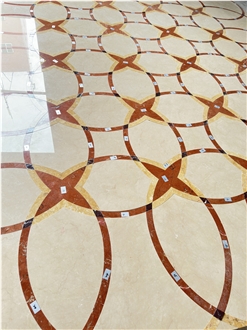 Beige Marble Floor Pattern Square Medallions